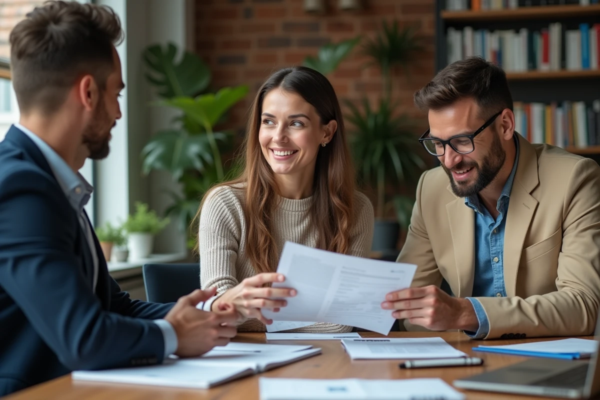 Groupe de collègues en réunion dans un espace de travail