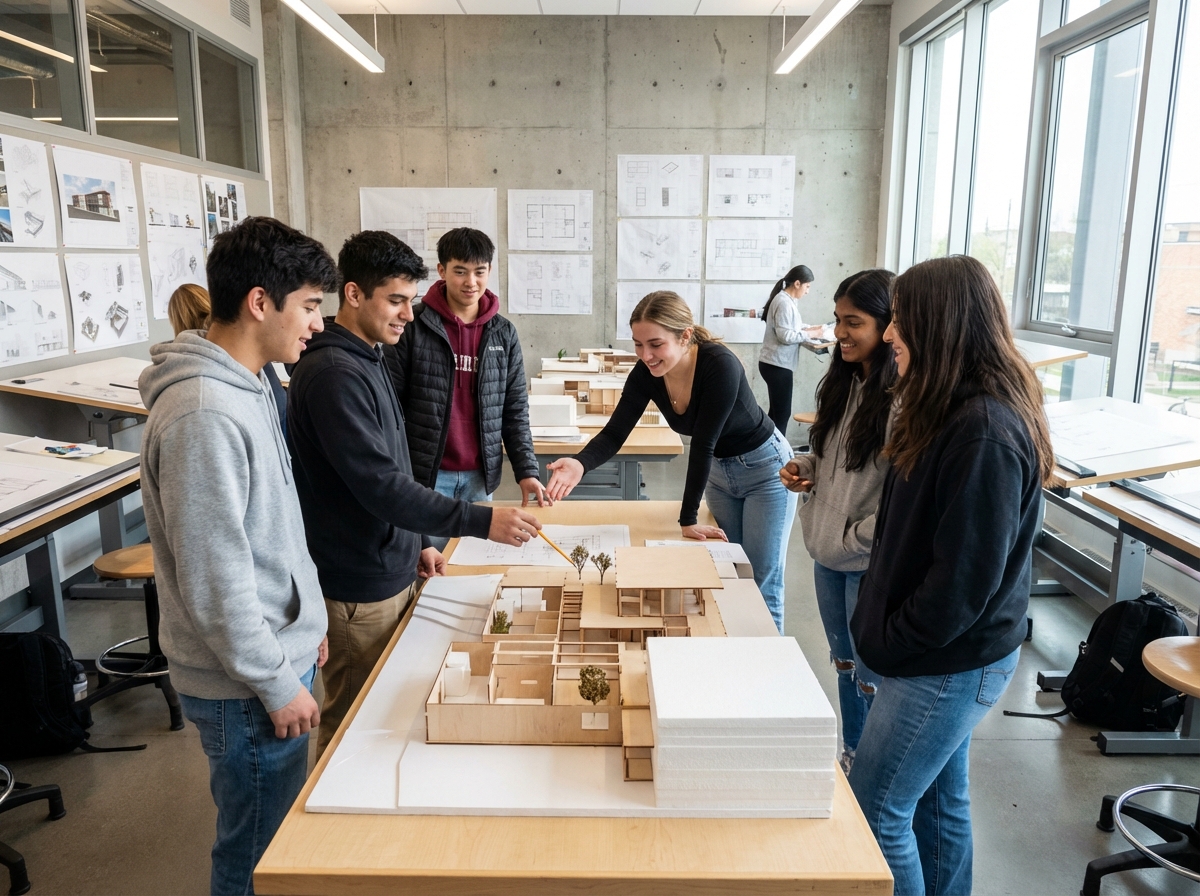 Groupe de jeunes diplômés autour d